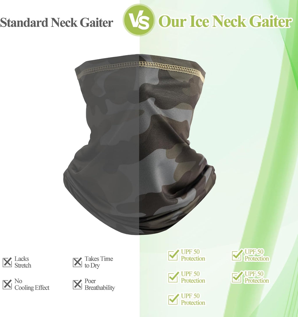 Satinior Summer Camo Neck Gaiter - UV Protection Cooling Face Mask for Men & Women