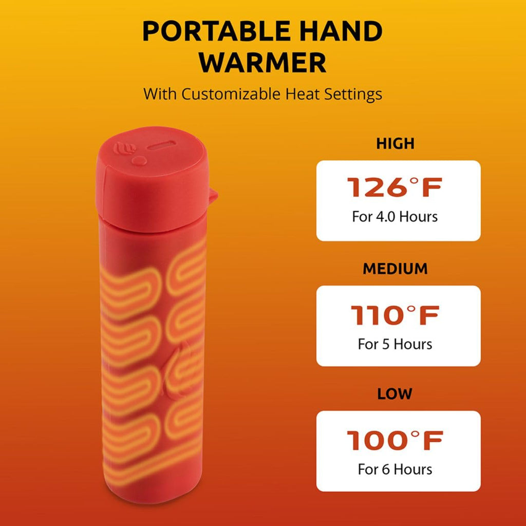 POWERPAW Rechargeable Hand Warmer Portable Electric Hand Heater 3 Heat Levels 5000mAh Battery USB-C Reusable Pocket Warmer for Cold Hands (Red 501 Single)