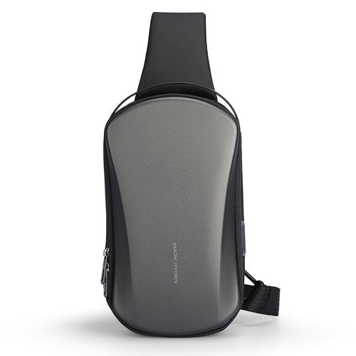 MARKETRON Sling Backpack Men, Sleek Aesthetic Sling Bag with Hard Shell Design and USB Charging Port, Waterproof Shoulder Bag for Traveling, Sporting, Cycling, Daily