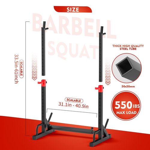 FONBEAR Adjustable Squat Rack, Barbell Rack, Bench Press 550 LBS Max Load Multi-Function Home Gym Weight Lifting Dumbbell Racks Stands - Great for Beginners and Professional Use