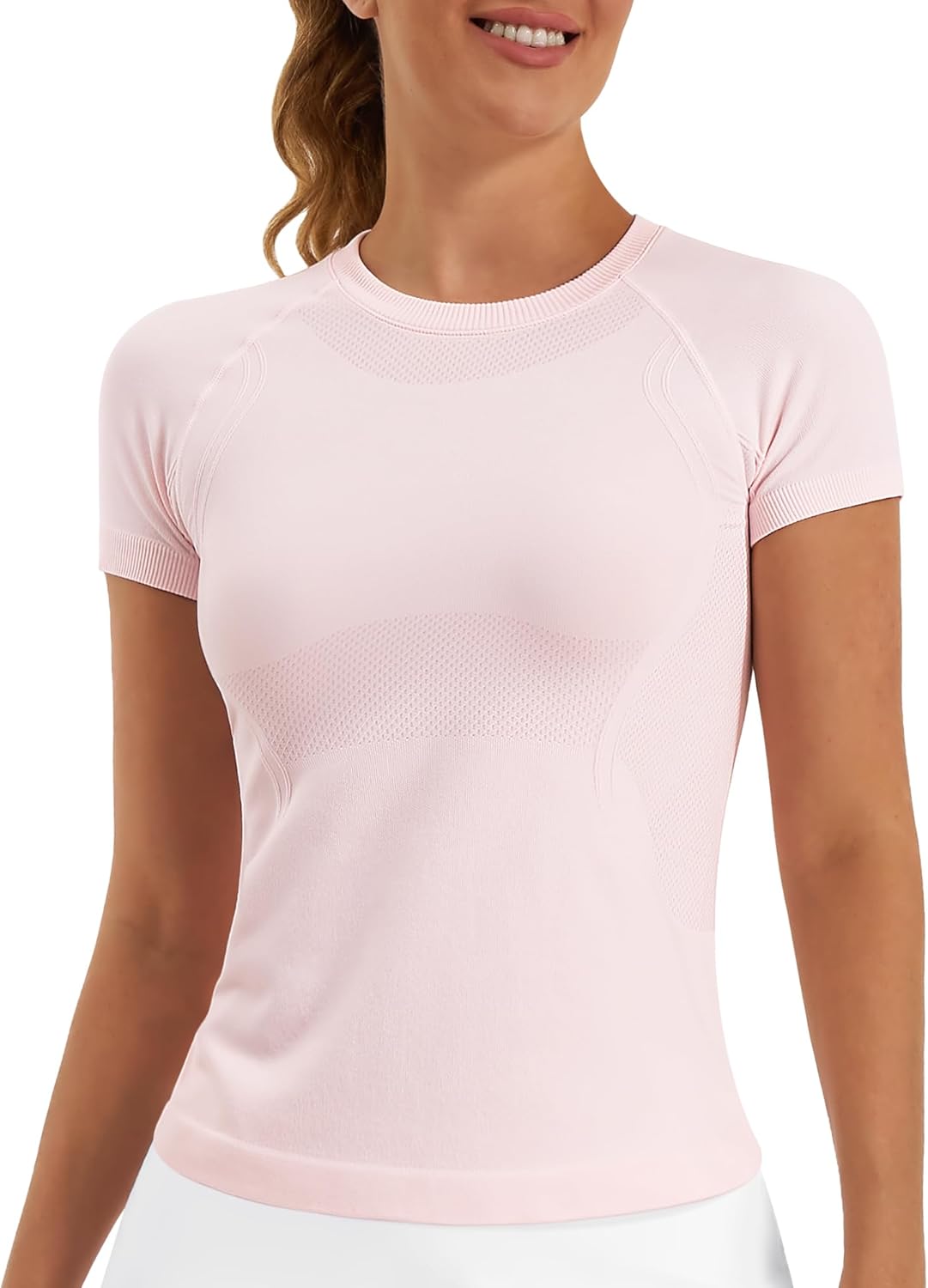 Stelle Women's Seamless Workout Tops - Breathable Short Sleeve Athletic Shirts for Yoga & Gym