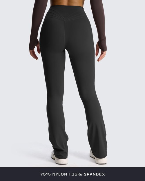 Aoxjox Flare Leggings for Women Trinity Tummy Control High Waisted Wide Leg Crosswaist Yoga Pants 33" (Black, Medium)