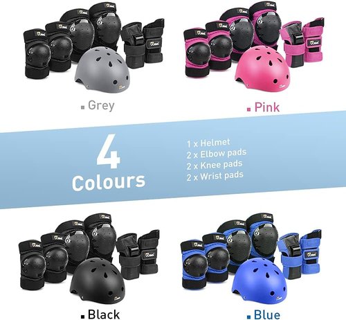 JBM Skating Protective Gear Set - Helmet, Knee & Elbow Pads, Wrist Guards for All Skill Levels | Ideal for Inline Skating, Scooters, Skateboarding