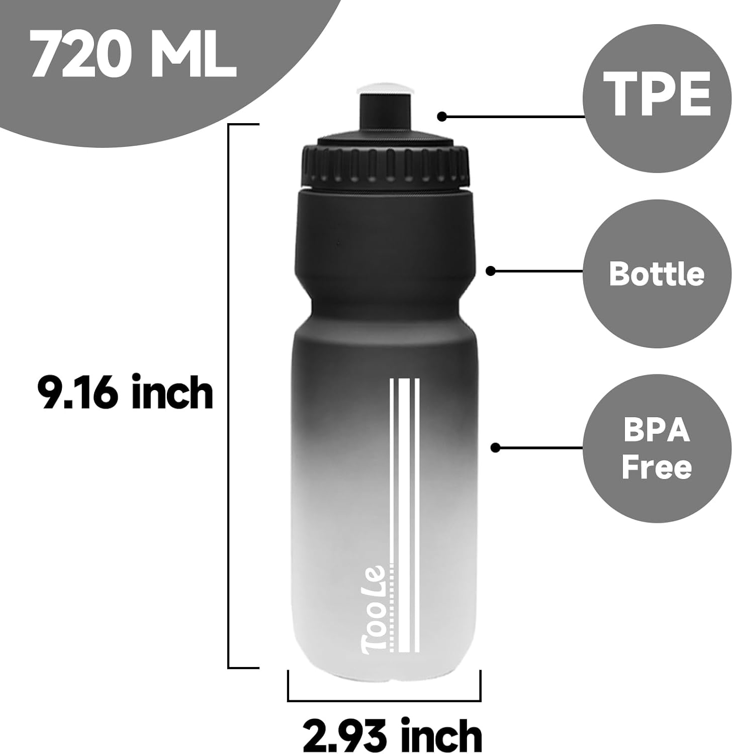 Skiennix Bike Water Bottle - Leakproof BPA-Free Cycling Bottle with Capacity Scale | 24oz Reusable Design