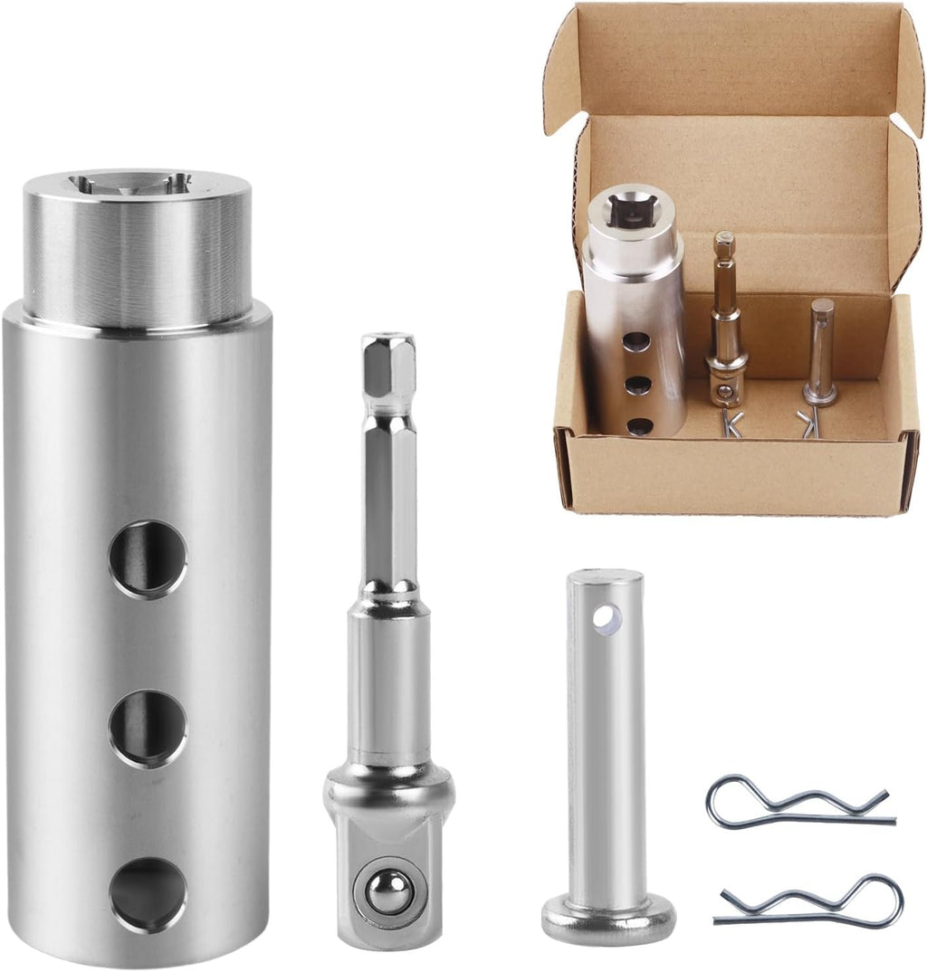 Skiennix Trailer Jack Drill Adapter - Stainless Steel Handle for 1 Inch Drive Shaft | Cordless Drill Compatible