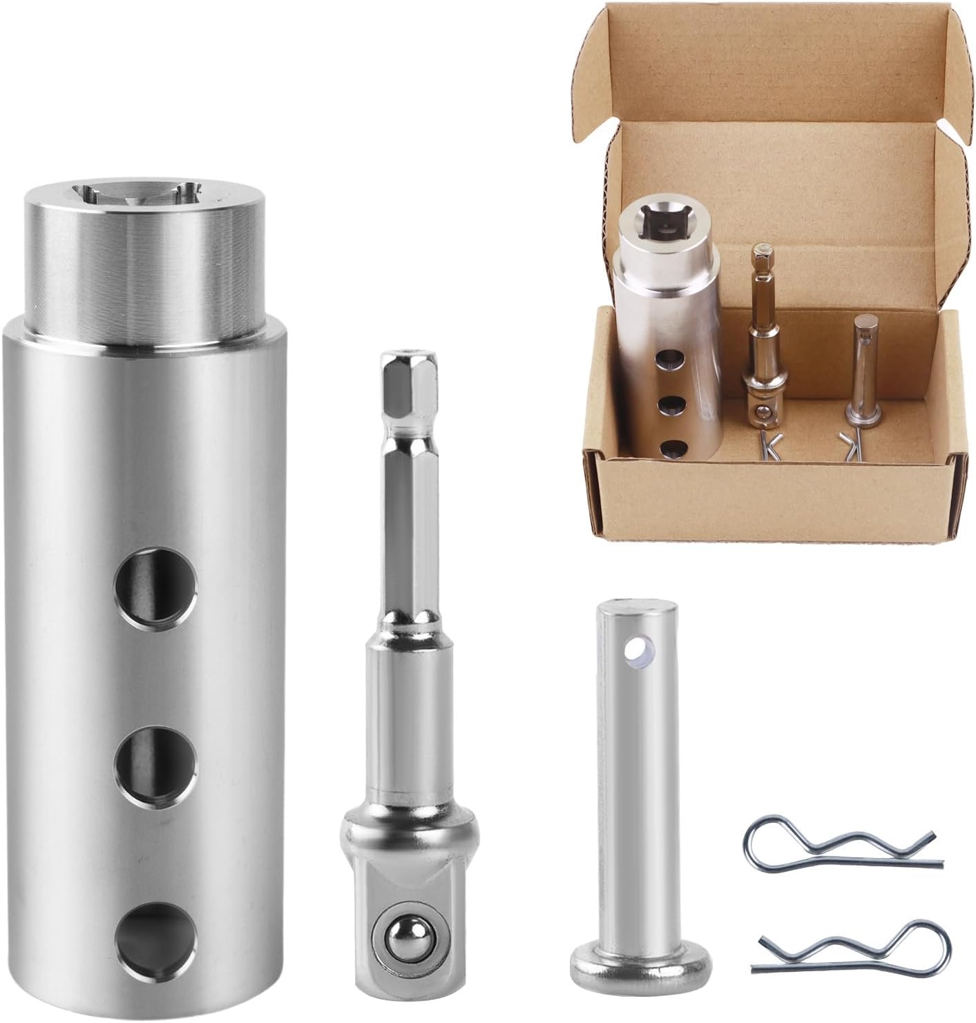 Skiennix Trailer Jack Drill Adapter - Stainless Steel Handle for 1 Inch Drive Shaft | Cordless Drill Compatible
