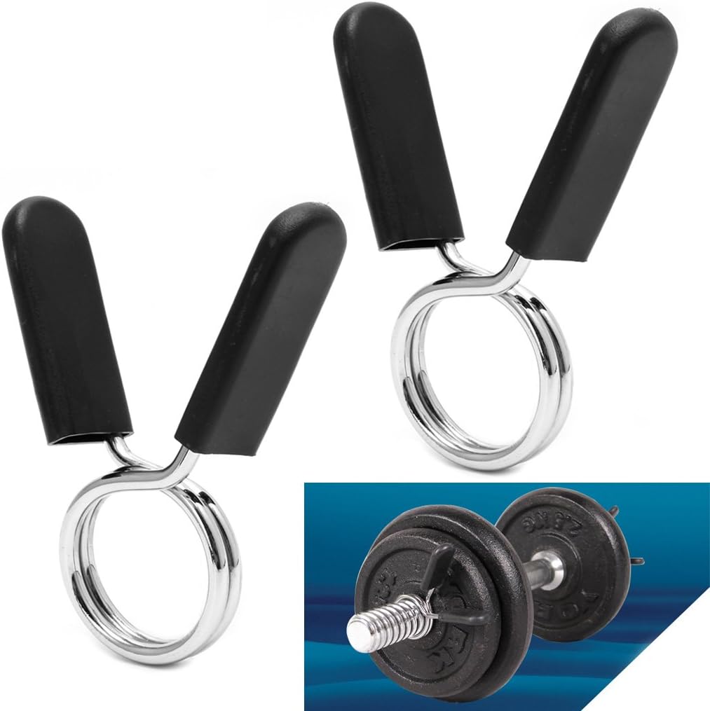 Tegongse Barbell Clamps - 2 Pcs Spring Lock Collar Clips for 30mm Weight Lifting Bars