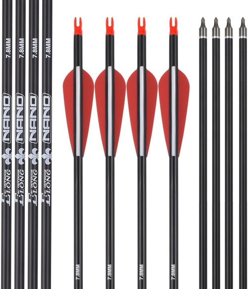 Carbon Arrow Hunting Arrows - 100 Grain Removable Tips for Compound, Recurve & Traditional Bows | Pack of 12