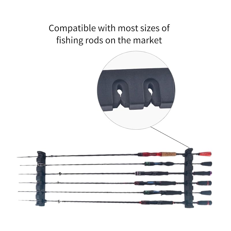 Wall Mount 6-Rod Fishing Rod Holder for Garage – Horizontal Storage Rack