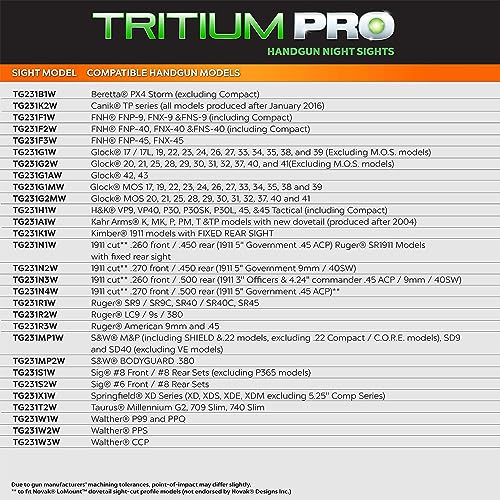 TRUGLO Tritium Pro Handgun Night Sights with Orange Focus Lock - Compatible with Springfield XD