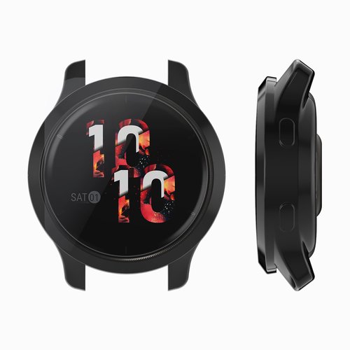 kwmobile Case Compatible with Garmin Garmin Venu 2S / vivoactive 4S Case - 2X TPU Silicone Fitness Tracker Cover - Black/Silver