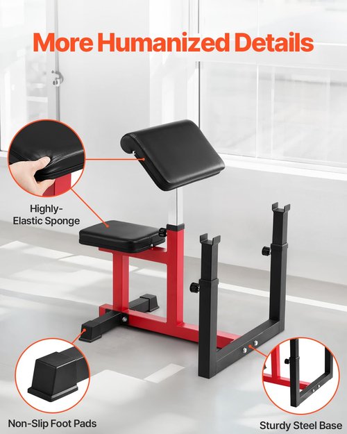 VEVOR Weight Bench with Leg Extension, Strength Training Benches, Max Load 440 LBS Home Gym Bench Fitness Equipment, Seated Arm Isolated Barbell Dumbbell Bicep Station, Workout Bench for Home Gym