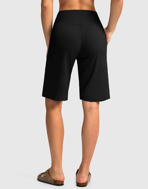 G Gradual Women's Bermuda Shorts with Pockets 11" Knee Length Stretch Comfy Drawstring Long Shorts for Women Summer Walking