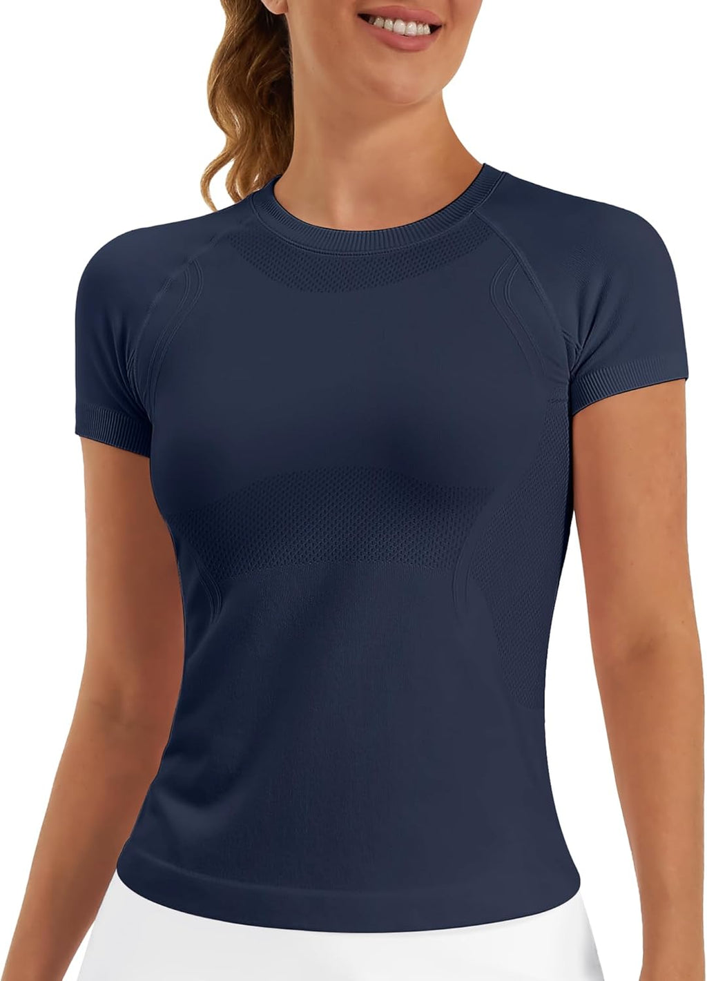 Stelle Women's Seamless Workout Tops - Breathable Short Sleeve Athletic Tees for Yoga & Gym