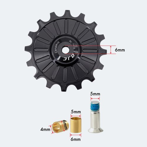 DJC Bike Ceramic Bearing Pulley Wheel 2pcs Guide Roller 11T 12T 13T 14T 15T 16T 17T MTB Road Bike Rear Derailleur for Shimano for Sram Pulley(Black 2pcs 12T)