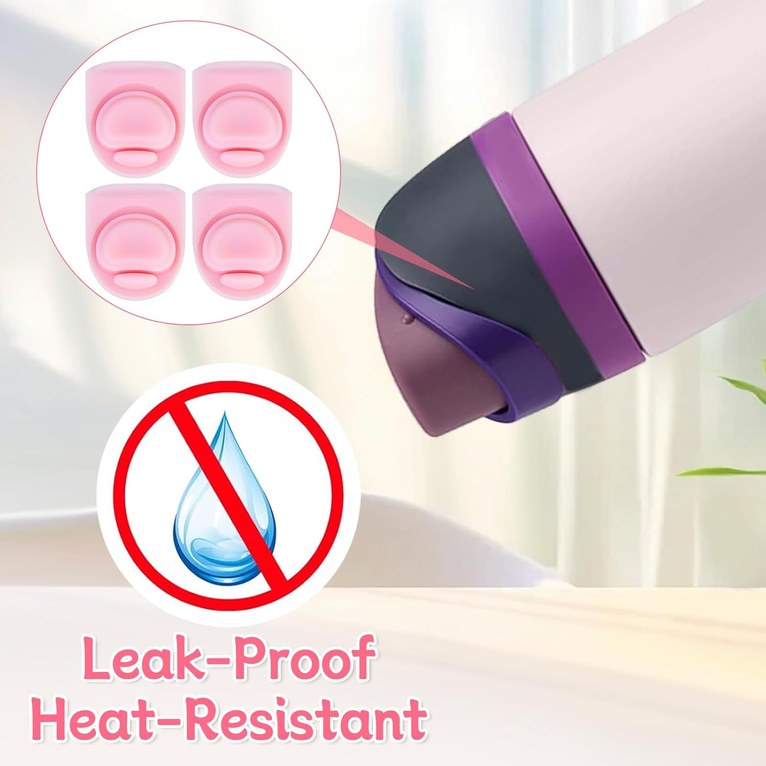 Owala Replacement Stopper Set - 4 Silicone Gaskets for 16/19/24/32/40oz Water Bottles | Pink