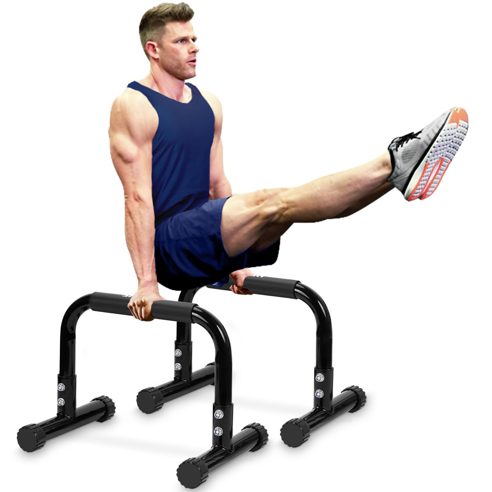 TABEKE Push Up Bar, 12 Inch High Non-Slip Parallettes Bars & Dip Bars With Foam Handles, Heavy-Duty No Wobbling Calisthenics Equipment For Handstand, L-Sit, Gymnastics, Strength Training Home Gym Use