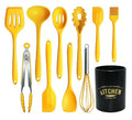 Silicone Cooking Utensil Set - 11 Pcs Heat-Resistant Kitchen Tools (Yellow) BPA Free