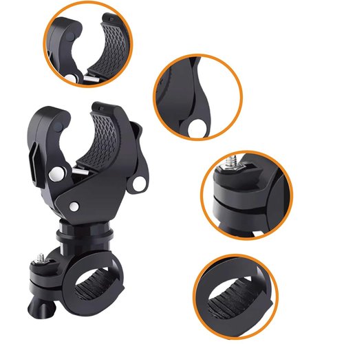 Flashlight Mount Holder for Bike Handlebar/Stroller, Bike Flashlight Holder 360º Rotation Plastic,Bicycle Front Torch Mount