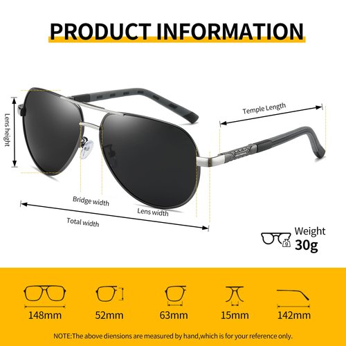 JOLLYNOVA Aviator Sunglasses Men Retro Polarized UV400 Spring Hinges TR90 Lightweight Premium Glasses (Blue Lens Gun Frame)
