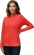 Dolcevida Women's Zip Up Running Jacket - Lightweight 4-Way Stretch Full Zip with Thumb Holes & Pockets