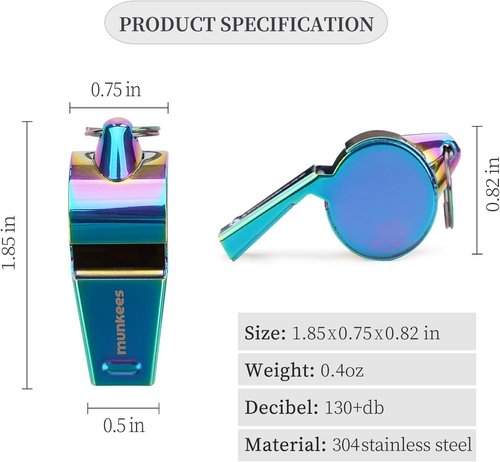 Munkees Large Volume Whistle - Durable 304 Stainless Steel for Outdoor Safety & Disaster Preparedness