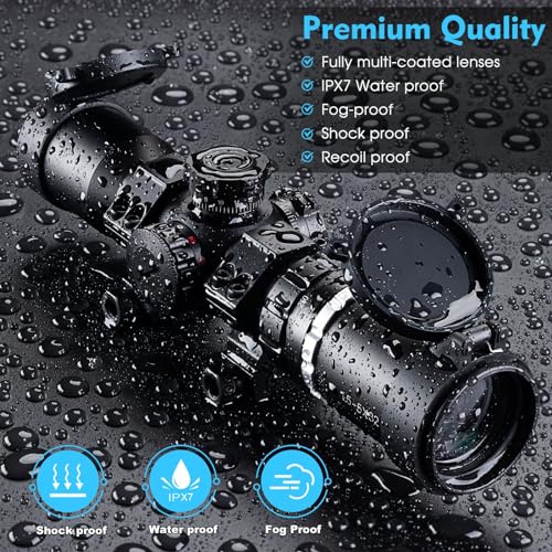 HILIYOT 1.5-5x32 Crossbow Scope with Locking Ring, Waterproof, Illuminated Reticle, 250-450 FPS