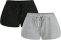 RoseSeek Women's Drawstring Waist Sweat Shorts - Low Rise Casual Workout & Lounge | 2 Pack