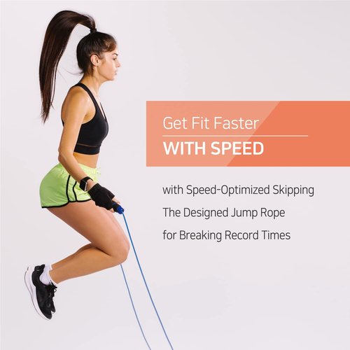 Exercise Jump Rope for Cardio, Boxing, CrossFit - Adjustable Skipping Rope for Men and Women, Lightweight, Tangle Free, Made in Korea(Crystal Gold Jumprope, UA-430) (New Gold Sky)