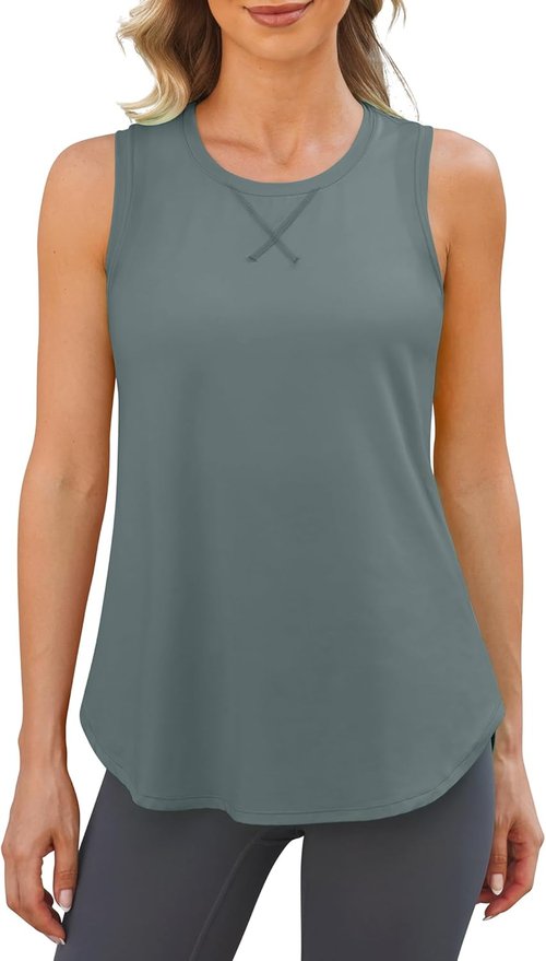 G4Free Racerback Workout Tank Tops - High Neck Athletic Sleeveless Shirts for Pilates & Running