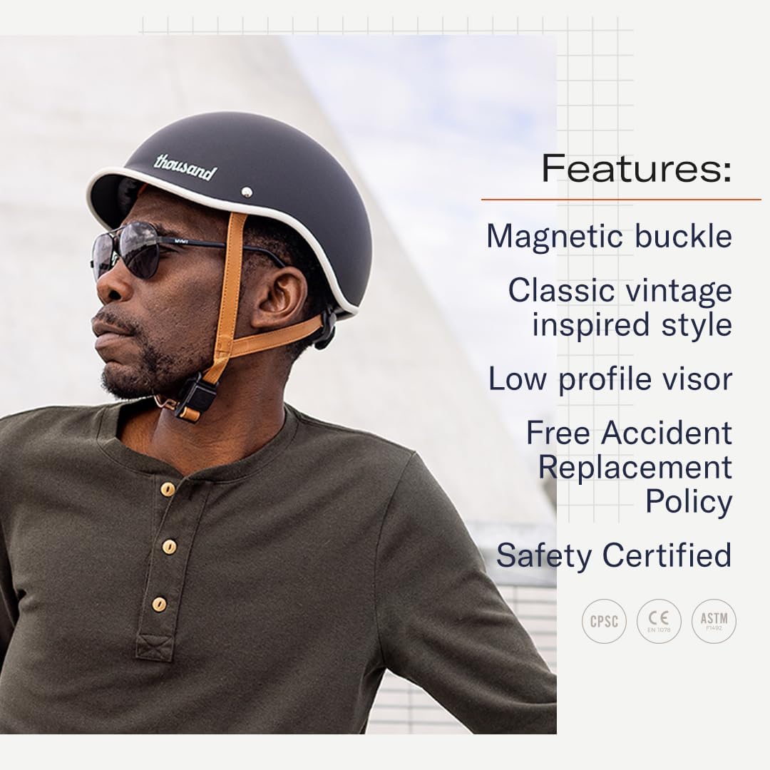 Thousand Heritage 2.0 Adult Bike Helmet - Low Profile Retro Design | Safety Certified for Cycling & Skating