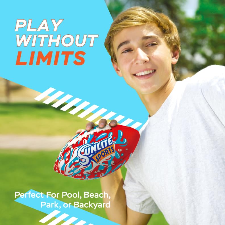 Waterproof Football for Lawn Pool Beach & Backyard Play - Scarlet