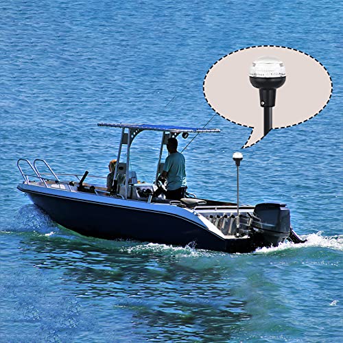 Besramtic Marine Navigation Anchor Light with Glass Fiber Pole - All Round White LED, 2 NM USCG Approved, 12V, 36-Inch Spring Flexible Pole