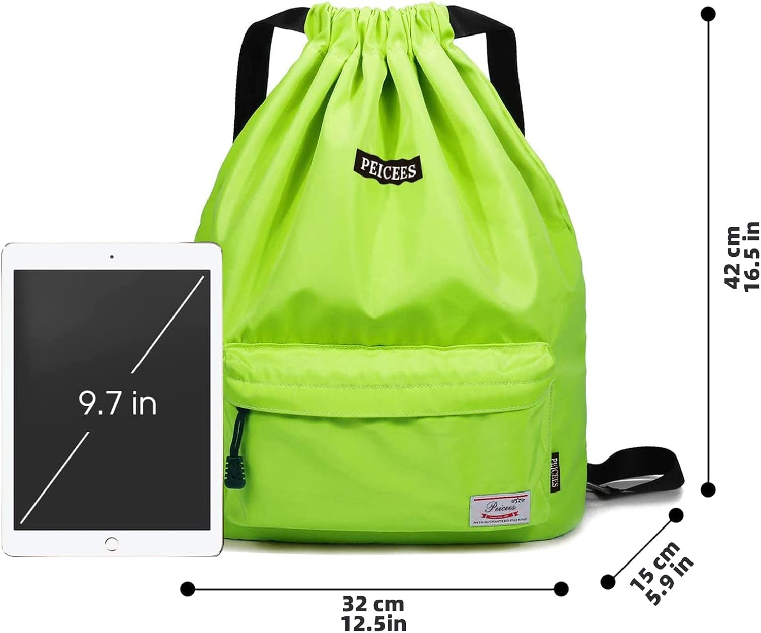 Peicees Waterproof Drawstring Sport Bag - Lightweight Sackpack for Men & Women | Ideal for Gym & Travel