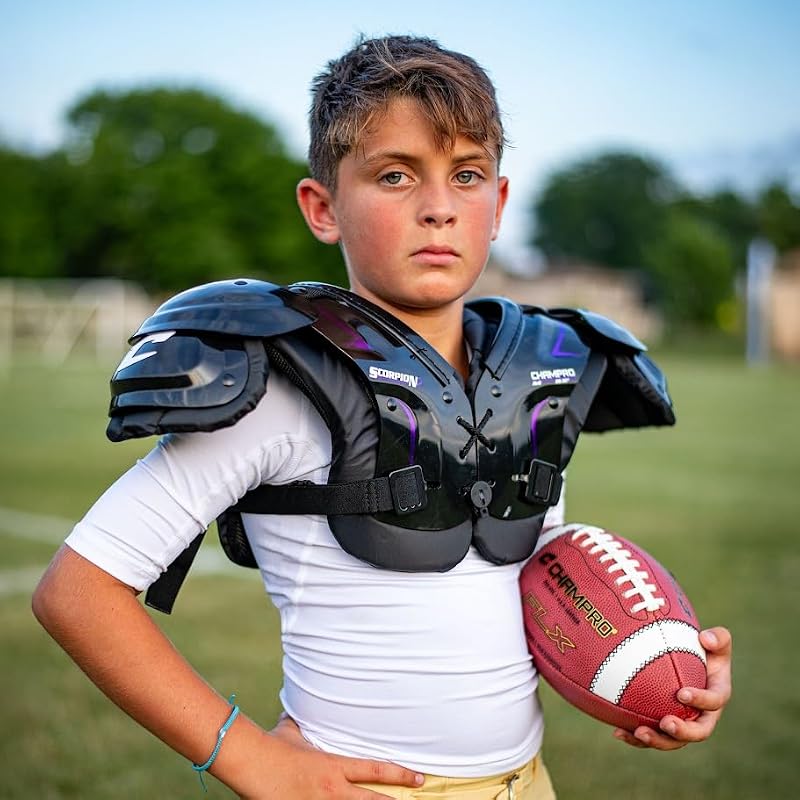 Youth Football Shoulder Pads CHAMPRO Scorpion Black X-Small Impact Protection