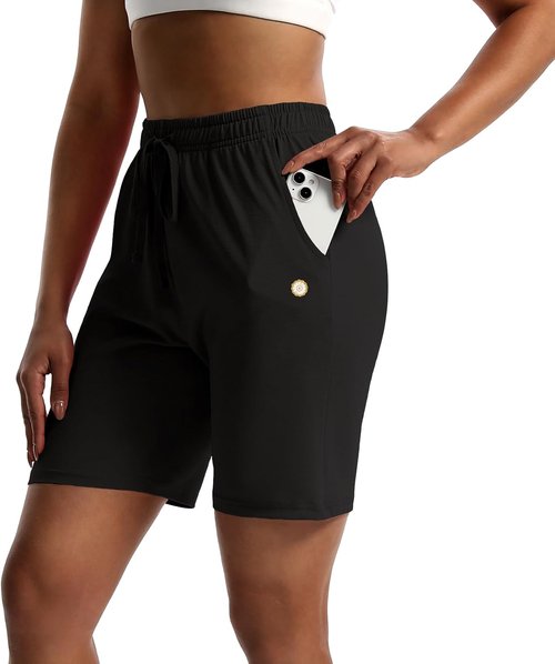 LUCKYCATCUS Women's Bermuda Shorts - Comfortable Jersey Workout Shorts with Pockets | Athletic Fit