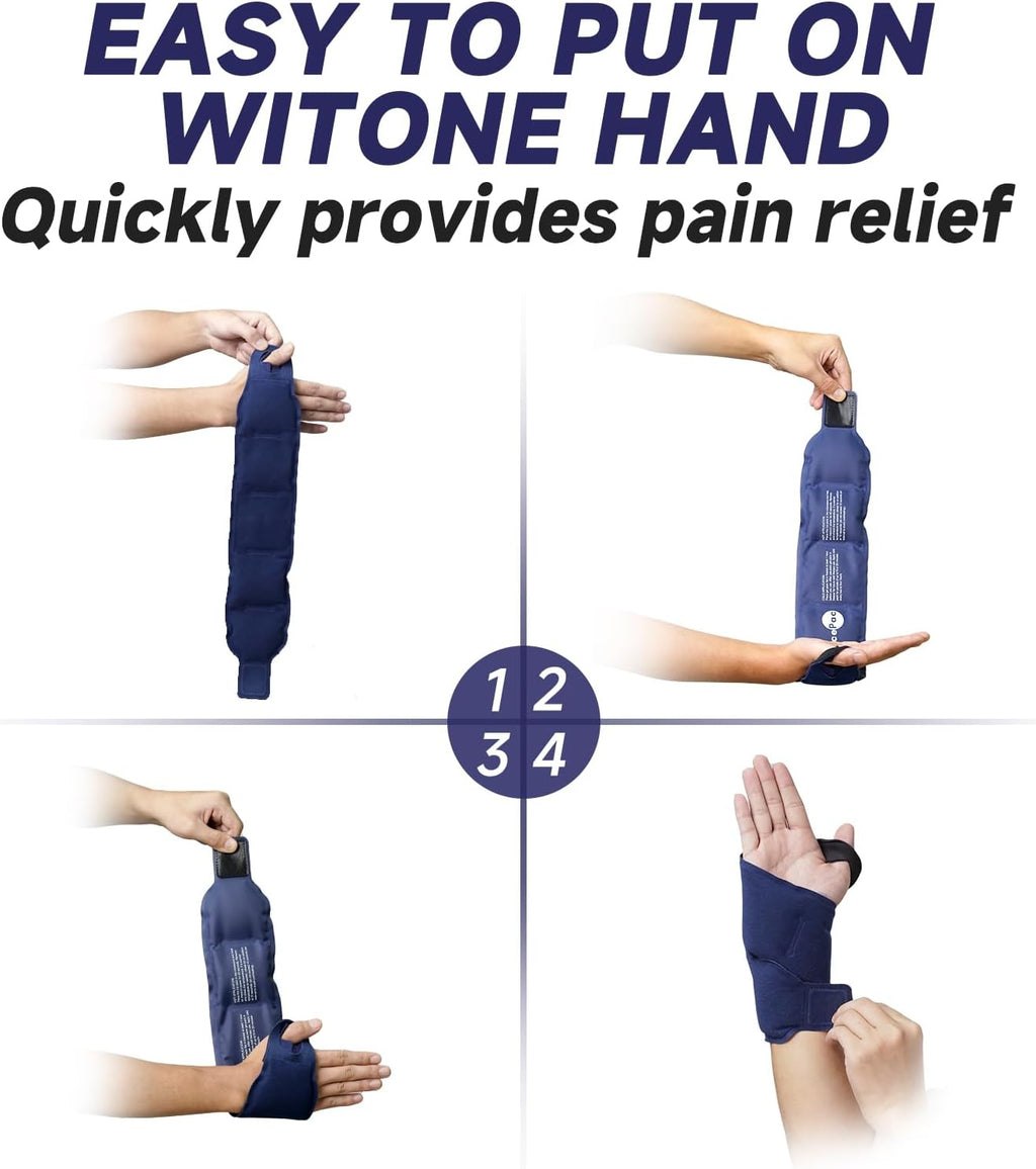 Skiennix Wrist Ice Pack Wrap - Reusable Gel Compress for Carpal Tunnel & Hand Pain Relief | Hot/Cold Therapy
