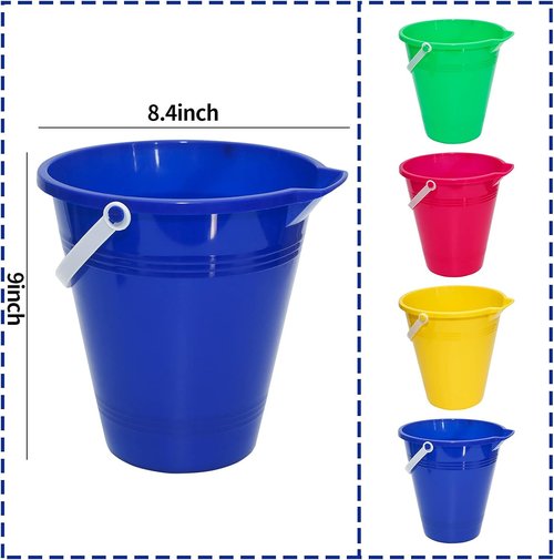 Holady Large Sand Beach Buckets - Fun Water Pails for Summer Parties | 4 Pack