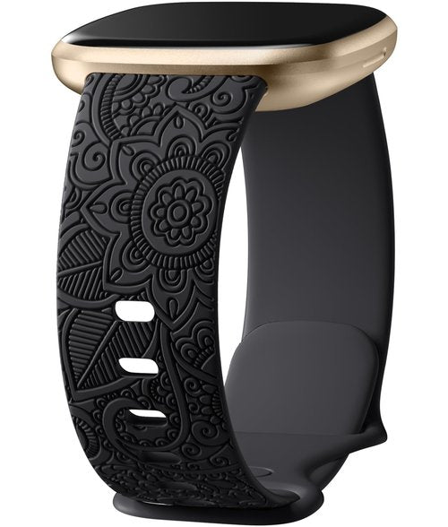 Odbeai Band compatible with Fitbit Versa 4 Bands for Woman/Versa 3 Bands Women/Sense 2 /Sense Bands,Cute Fancy Boho Floral Pattern Soft Replacement Wristbands Strap for versa sense watch bands