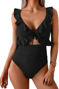 Eomenie One Piece Swimsuit - Tummy Control Ruffle Design | V-Neck Ruched Slimming Cutout, Stylish Fit