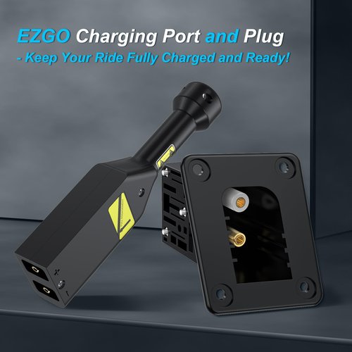 Enekerp 36V EZGO PowerWise Charger Receptacle and W/Handle Plug, Golf Cart Charging Port and Plug for EZGO Medalist&TXT 1996-UP Electric Golf Carts, OEM# 73345-G01 73063-G01