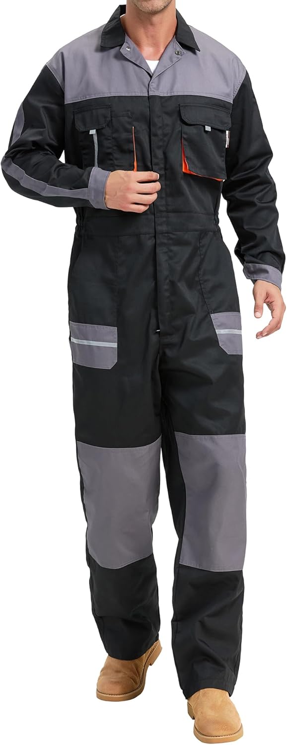 Skiennix Men's Work Coveralls - Multi-Pocket Mechanic Jumpsuit | Durable One-Piece Workwear
