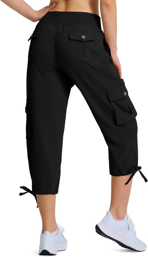 Ksmien Women's Hiking Capris - Quick Dry Lightweight Cargo Pants with 8 Pockets for Travel & Camping