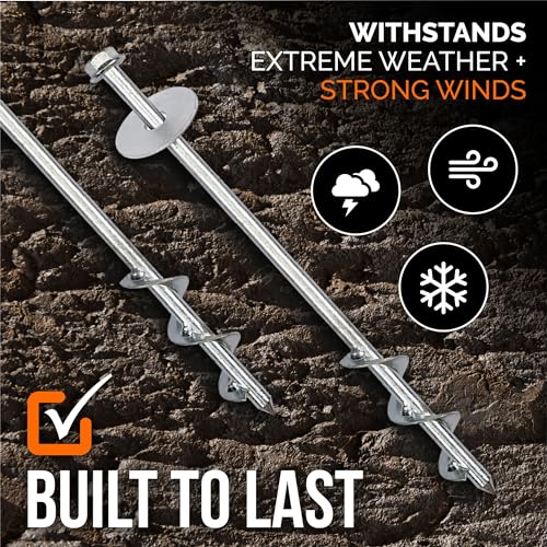8 Pack Trampoline Anchors Heavy Duty Wind Stakes with Straps & Drill Bit - Ground Anchors for High Wind Stability