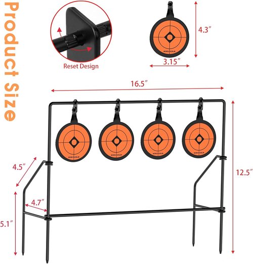 Ideagle BB Gun Targets - Heavy Metal Spinning Pellet Shooting Target for .177/.20 Caliber