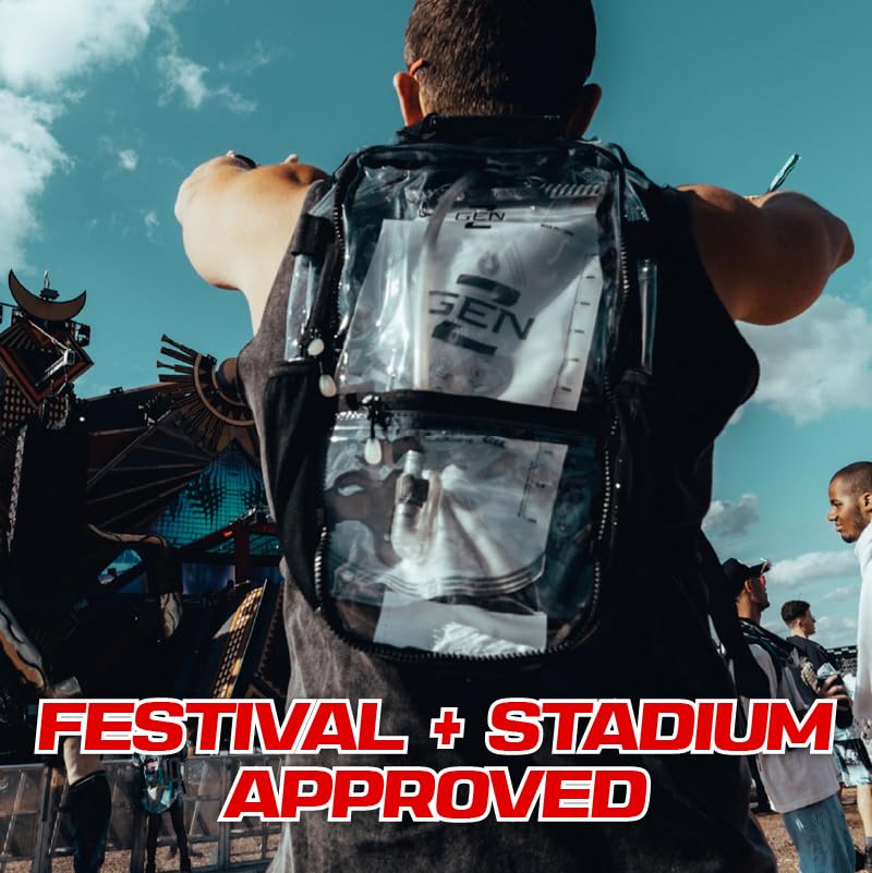 RAVERUNNER® Clear Hydration Pack | Festival Approved Hydration Backpack with 2L Bladder & Quick Disconnect Hose | Transparent Camelbak Water Backpack, Clear Hydration Backpack, ClearCamelbak
