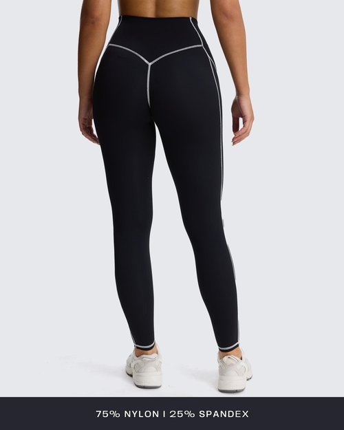 Aoxjox Workout Leggings for Women High Waisted Lexi Lined Exercise Athletic Gym Fitness Yoga Pants 26" (Blackness and White, Small)