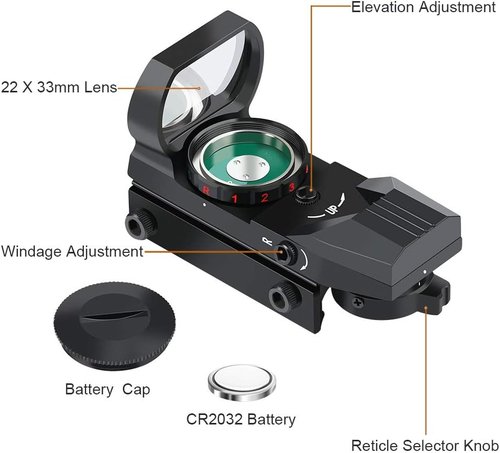 Feyachi Reflex Sight - Adjustable Reticle with Red & Green Options | Versatile 4 Style Design