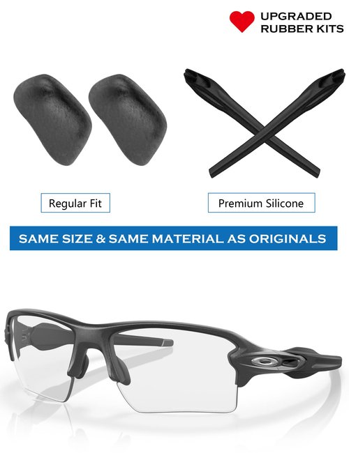 Replacement Earsocks & Nosepieces Rubber Kits for Oakley Flak 2.0 OO9295|Flak 2.0 XL OO9188 Sunglass - Grey