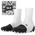 SLEEFS Solid Football Spats Cleat Covers – Compression Cleat Covers for Football Drip, Turf Protection & Style (White, L/XL)